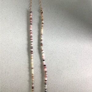 Sydney Evan 14k rose gold bead diamond center heishi multicolor necklace 15”